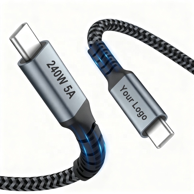 USB Type C Cable PD 240W 5A Super Fast Charging Factory High Quality Braided Custom 1m 2m 3m 240 Watt USBC to USB-C Kabel Cord