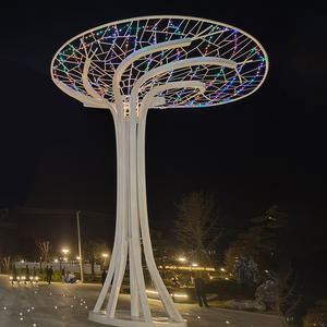 Gran moderno Circular de acero inoxidable pabellón inmobiliario hito al aire libre escultura de Metal personalizar arte Gazebo esculturas - Product Image 6