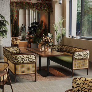 Canapé de <span class=keywords><strong>restaurant</strong></span> buffet d'hôtel personnalisé, canapé de <span class=keywords><strong>restaurant</strong></span> occidental, différents styles de canapé en rotin et en cuir, restauration rapide, café - Product Image 4