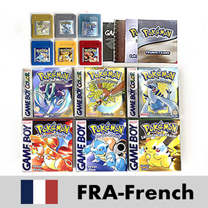 FRA French battery save Crystal gold silver yellow blue red green Holographic Metallic box manual <b>Game</b> Cartridge for Gbc - Product Image 1