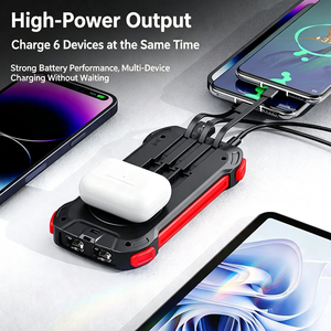 Batterie <span class=keywords><strong>solaire</strong></span> avec câbles intégrés, charge sans fil 15W, <span class=keywords><strong>chargeur</strong></span> <span class=keywords><strong>portable</strong></span> étanche pour le camping et les situations d'urgence - Product Image 2
