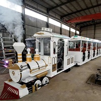 Train électrique du parc d'attractions Hualong pour enfants, manèges touristiques, capacité de 32 personnes, construction en acier galvanisé, moteur 1800W