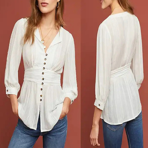 Camicetta Femminile Personalizzata Ultima Moda, Blusa Pronta per Saree, Camicetta Casual a Maniche Lunghe per Donne, Tunica Larga per Lavoro - Product Image 3