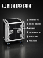 Flight case personnalisé étanche avec roulettes, rack en aluminium monocouche pour équipement audio 2U-18U