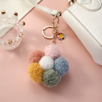 Dernier modèle de porte-clés fleur en peluche de coton personnalisé, accessoire pour téléphone portable et pendentif de sac, unisexe, vente en gros