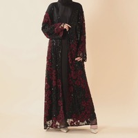Abaya ouverte de luxe brodée de fleurs 3D, perles et sequins, robe longue d'été modeste pour femmes musulmanes, idéale pour l'Aïd, les mariages et la vente en gros