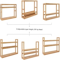 Étagère de rangement murale en bambou à 3 niveaux réglable, multifonctionnelle pour la maison, l'hôtel, écologique, logo personnalisé OEM