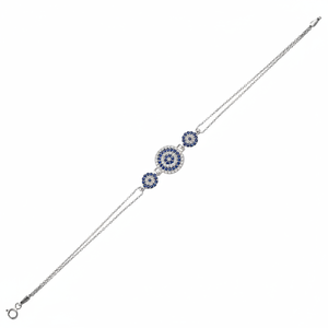 Couleur or blanc, P. Bracelet mauvais œil en argent Sterling 925K, BSBL079 - Product Image 2