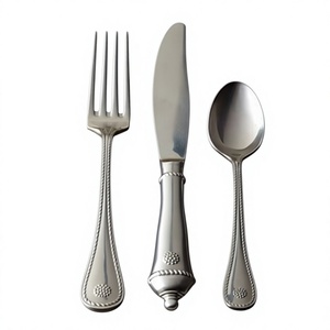 Ensemble de couverts en métal faits à la main, design solide et durable, cuillère, fourchette, couteau, 3 pièces, style vintage, vaisselle et couverts, utilisation à table - Product Image 1