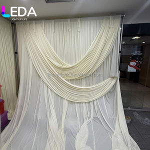 LEDA Cheap 3M*3M Beige Backdrop <b>White</b> Tulle Mesh Drapes Wedding Back Drops - Product Image 6