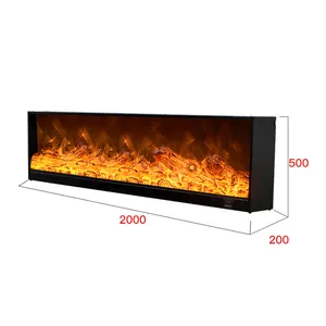 2D-FND2000 Insert de cheminée Led 220V décoratif moderne personnalisé Chauffage encastré Flamme artificielle Insert de cheminée électrique
