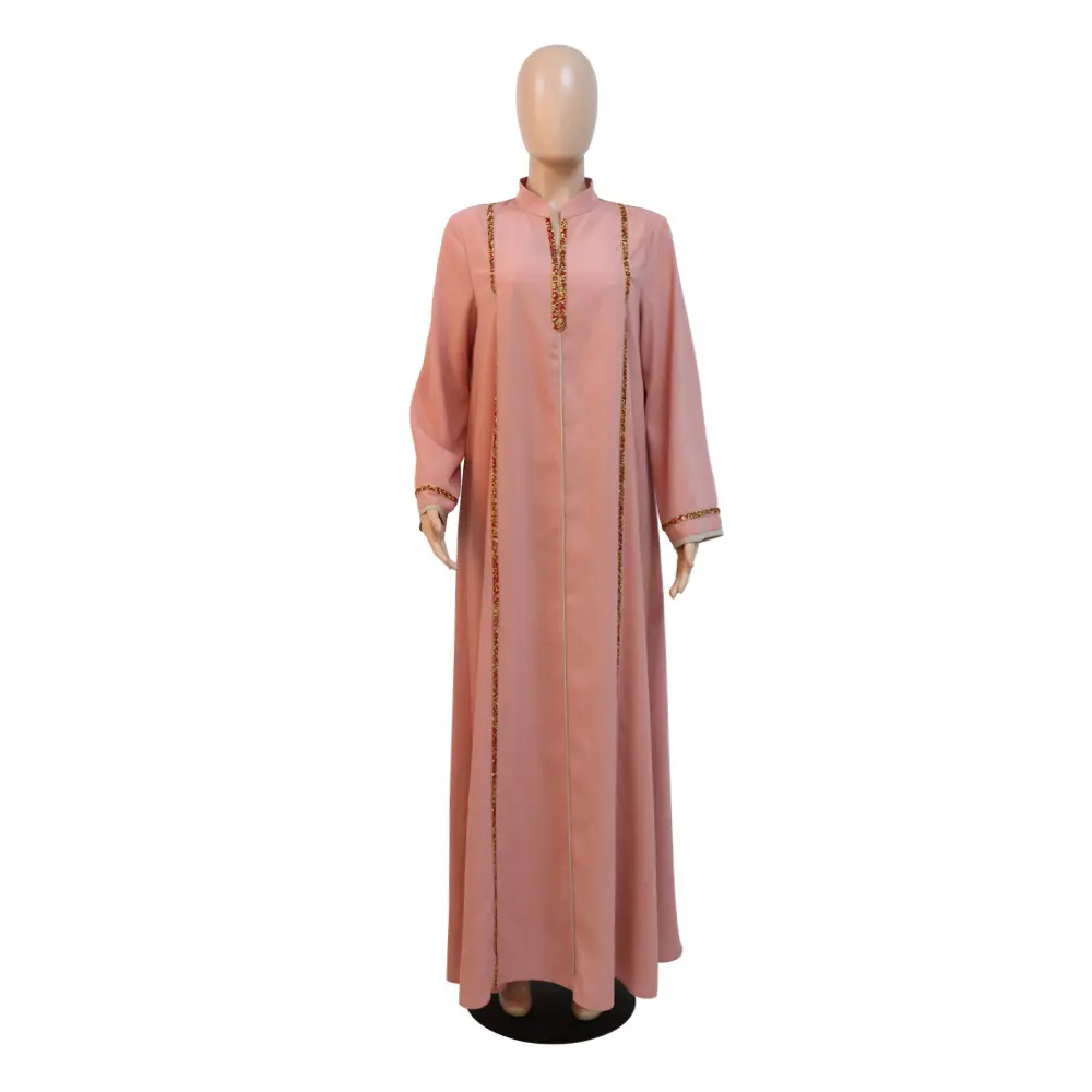 2024 Neuestes Design handgeprägtes Strass Abaya Dubai islamisch modern Abaya muslimische Kleidung Kaftan langes Kleid für Damen