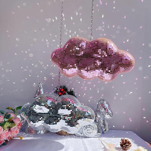Decoración de Nube de Bola de Discoteca Chuang De, Nube Esponjosa Brillante y Linda para el Hogar, Cuarto de Niños, Dormitorio, Fiesta en Plata, Oro, Rosa y Azul - Product Image 1