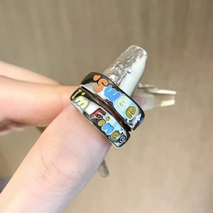 Bagues de couple colorées au design créatif pour femmes, bijoux simples et tendance, accessoires de mode - Product Image 6