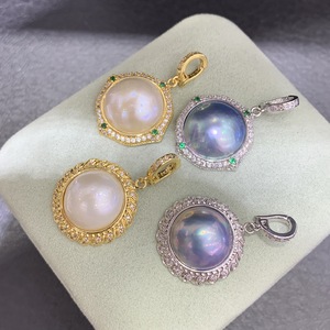 Colgante de perlas naturales de lujo, redondo de 15mm, grado AAA, tono dorado y plateado, colgante solitario para collar, joyería unisex para uso diario - Product Image 1
