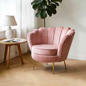 Sillón Acentuado Moderno de Ocio CARLFORD con Flores de Terciopelo y Patas Doradas para Sala de Estar u Hotel - Product Image 2