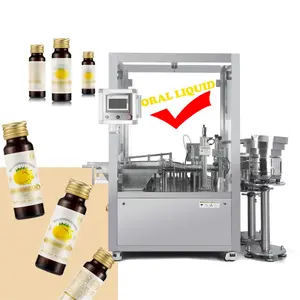 Beverage industry Oral Liquid Drink Machines Fully Automatic Filling Sealing Capping Cutting Machine For Round Glass Bottle