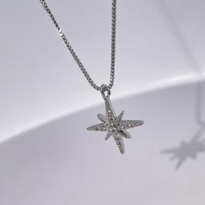 Collier pendentif étoile du nord en argent sterling 925 Tianyu Gems avec zircone cubique, bijoux élégants à breloque étoile pour femmes - Product Image 3