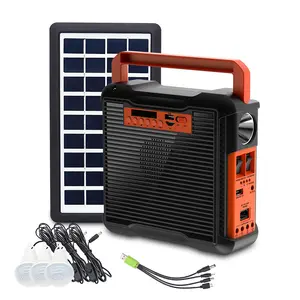 Güneş elektrik üretimi ev güneş paneli sistemi kitleri açık radyo kamp portatif LED ışık güneş ev aydınlatma kitleri