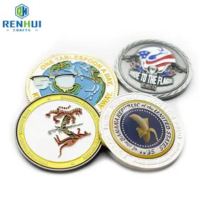 High Quality Custom 3D Enamel Gold Plated Commemorative Us Challenge Coins
