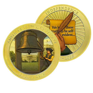 Pièce commémorative de collection américaine, thème du 250e anniversaire de la <span class=keywords><strong>D</strong></span>éclaration <span class=keywords><strong>d</strong></span>'Indépendance, avec peinture artisanale sur parchemin à plume - Product Image 1