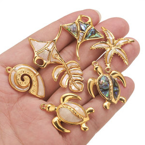 Custom Luxury 14k 18k Gold Plated 316L Stainless Steel Jewelry Beach Charms for <b>Bracelet</b> Necklace Jewelry Making - Product Image 2