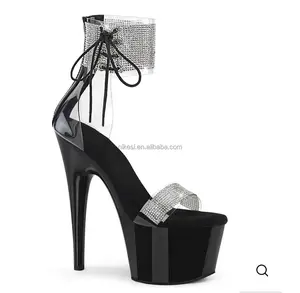7 inç-17 CM terlik kristal ayakkabı ayak ultra-yüksek topuk elmas üst çelik boru dans taklidi ayakkabı sandalet