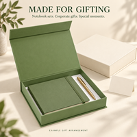 Boîte cadeau d'entreprise personnalisée avec logo OEM, emballage rigide de style livre avec gaufrage, impression UV à feuille d'or pour ensembles de carnets
