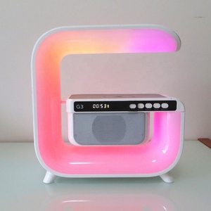 Lonvel G3ลำโพงแม่เหล็กตั้งโต๊ะตั้งโต๊ะ, โคมไฟสร้างบรรยากาศ15W มีไฟ LED นาฬิกาปลุกเครื่องชาร์จไร้สายแบบ3 in 1 - Product Image 2