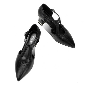Escarpins de luxe pour <span class=keywords><strong>femme</strong></span> à bride en T, effet croco, avec détails tressés et talon carré, personnalisables OEM/ODM, été automne - Product Image 4
