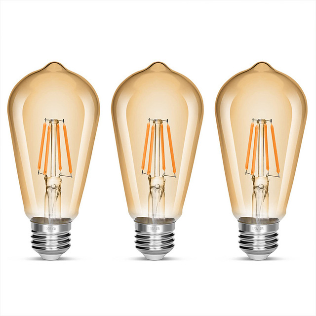 Edison LED Filament Bulb Retro American Lighting Tungsten Lamp Transparent Glass Brown Finish Cross-Border for Amazon AC E14 E27