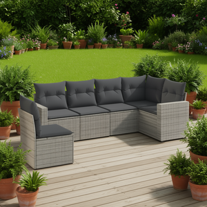 Ensemble de canapés de jardin en rotin gris 6 places, résistant aux intempéries, mobilier d'extérieur au design contemporain - Product Image 2