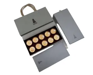 Luxury Tea Packaging Gift Box with Ten Small Aluminum Paper Canisters and Carry Bag