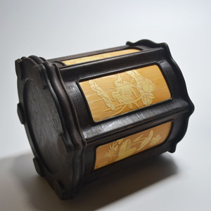 Bamboo Pen Holder Square Shape ZBT 002 Carved Floral Design Office Stationery - Product Image 3