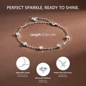 Pulsera de Cinco Piedras con Diamantes VVS de 1.5ct, Certificación GRA, Chapada en Oro Blanco, con Moissanita de 4MM, para Mujer - Product Image 5