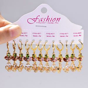 ขายส่งต่างหูทองเหลืองชุบทองเพทายสำหรับผู้หญิงต่างหูหยดน้ำ14K 18K เครื่องประดับเพทายต่างหู pendientes de Oro De - Product Image 1