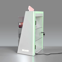 Support de présentation de tabac en acrylique poli moderne APEX à 3 niveaux avec rangement verrouillable et éclairage LED