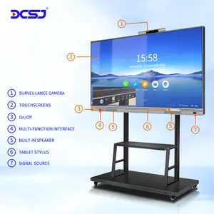 DCSJ 55 65 75 85 100 inci layar sentuh LCD papan interaktif pintar untuk rapat Sekolah Pendidikan