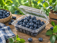 Biologisch afbreekbare fruitverpakking van PLA, wegwerpbaar, transparant, voor blauwe bessen, milieuvriendelijke blauwe bessen clamshell