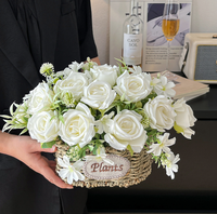 Bouquet de roses artificielles en soie pour mariage, décoration de la maison, fleurs décoratives