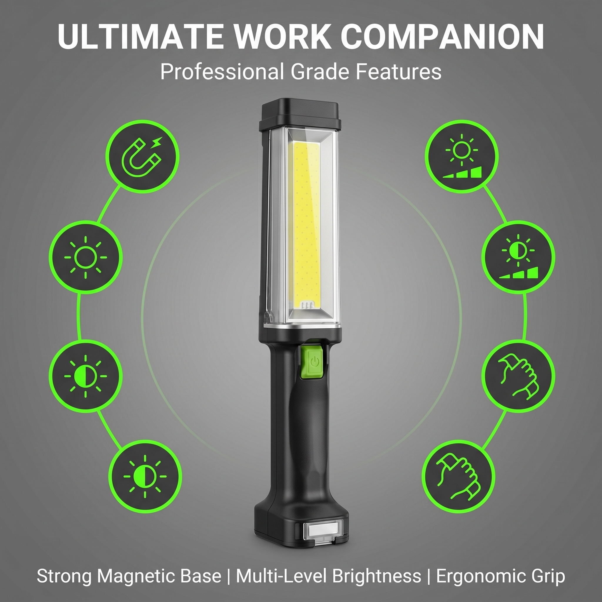 Multi-Functional LED Work Light Flashlight for Outdoor Auto Repair Maintenance for Lighting Supports Phone Charging