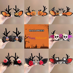 Nouveaux accessoires de cheveux pour fête d'Halloween, maquillage, bal, bandeaux, accessoires de cheveux pour enfants, citrouille, chauve-souris effrayante avec pinces à cheveux - Product Image 3