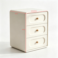 Table de chevet en bois massif crème avec 3 tiroirs, petite armoire de rangement de luxe pour chambre à coucher