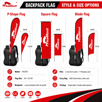 Sac à dos de luxe FEAMONT avec drapeau double face, panneau publicitaire extérieur, résistant au vent, avec poteau en aluminium, couleur personnalisée, pour cyclisme et moto