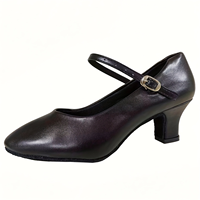 Zapatos de entrenamiento de salón de tacón alto para mujer, zapatos deportivos superiores de PU negros para Flamenco, Salsa Latina, Tango, Jazz, zapatos de baile para niñas