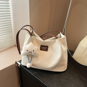 Canvas Single <b>Strap</b> <b>Shoulder</b> Bag Women Tote Bucket Purse Fashion Water Resistant Open Top Daily Use All Seasons Minimalist Style - Product Image 5