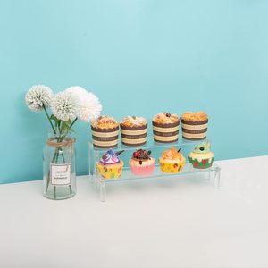 Estante de soporte para cupcakes elevador de exhibición de acrílico transparente de 2 niveles para decoración y organización Estante de exhibición elegante para cupcakes - Product Image 1