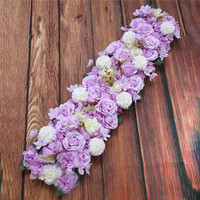Guirlande de fleurs artificielles de roses blanches de luxe, 100 cm, pour centre de table de mariage, arche de fleurs, toile de fond murale pour cérémonie et événement