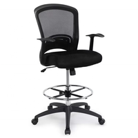 Chaise de comptoir de caisse en maille, chaise de bureau haute, tabouret de dessin avec repose-pieds et accoudoirs