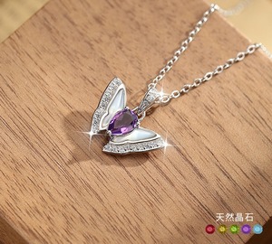 Collier papillon en nacre et topaze bleue en forme de goutte d'eau, pierre naturelle taille poire 4*6mm, bijoux en argent sterling 925 - Product Image 2